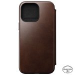 Husa din piele naturala NOMAD Leather Folio MagSafe compatibila cu iPhone 14 Pro Max Brown, NOMAD