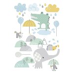 Autocolante de perete pentru camera copiilor Ambiance Animals in the Rain, Ambiance