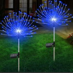 Lampi Solare Artificii pentru gradina 2buc/set 90cm led albastru, 