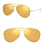 Ochelari Barbati Ray-Ban 61mm Mirrored Lens Aviator Sunglasses Gold