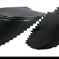 Set vas WC suspendat cu functie de bideu Deante Peonia Zero negru si capac inchidere lenta