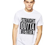 Tricou alb barbati - Straight Outta Bistrita, L