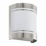 Aplica de exterior Eglo Modern Cerno 1x40W, 14x16.5x10.5cm, inox-sticla satinata