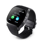 Ceas Smartwatch Techstar® T8 Negru, Cartela SIM, 1.54 inch, Apelare, Alerte Sedentarism, Hidratare, Bluetooth 4.0