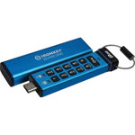 Memorie USB IronKey Keypad 200C 8GB USB-C Blue, Kingston