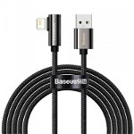 Cablu alimentare si date Baseus, Legend Elbow, Fast Charging, USB la tip Lightning 2.4A braided 2m, Negru