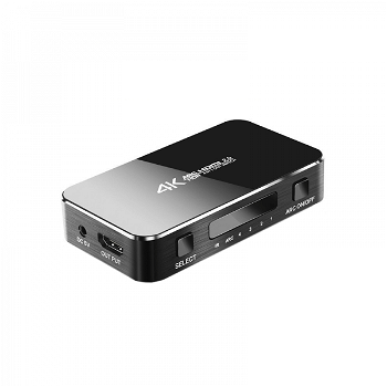 Switch HDMI 4 in 1 cu iesire HDMI si audio cu telecomanda HDR+ARC suporta 3D si UHD 4K negru, Compatibil