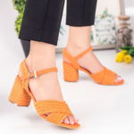 Sandale cu toc dama portocalii Uderia, modlet