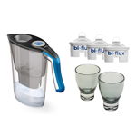 Pachet: Cana filtranta Laica, 2.3 l, Albastru + Set 3 cartuse filtrante Bi-Flux + Set 2 pahare colectie incluse