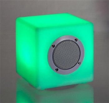 Lampa LED cu difuzor Bluetooth, Bizzotto Cube, 7 culori, cablu USB + telecomanda, 15x15x15 cm, Bizzotto