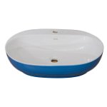 Lavoar pentru blat Sanitop Apolo, ceramica, alb/albastru, 42,5 x 42,5 x 14,5 cm