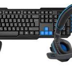 Kit Gaming Gamdias Poseidon E1 Tastatura + Mouse + Casti cu microfon (Negru/Albastru)