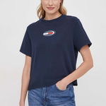 Tommy Jeans, Tricou crop din bumbac cu logo, Albastru ultramarin