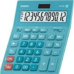 Calculator de birou Casio Gr 12C-LB, 12 cifre, Baterie/Energie solara, 34.7x155x209 mm, Albastru deschis, Casio