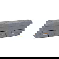 Banca 3 locuri cu spatiu depozitare, 120 x 40 x 40 cm, 3 sertare cu manere de lemn, Pliabila, Stofa, Gri, 