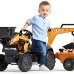 Tractor cu pedale pentru copii FALK 967N cu incarcator, excavator si remorca
