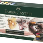 Marker solubil, 5buc/set, varf subtire + varf pensula, Albrecht Durer Portret, Faber-Castell, Faber-Castell