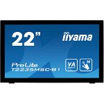 Monitor LED Touchscreen iiyama ProLite 21.5", VA, Full HD, VGA, DVI, DisplayPort, USB, Negru, T2235MSC-B1