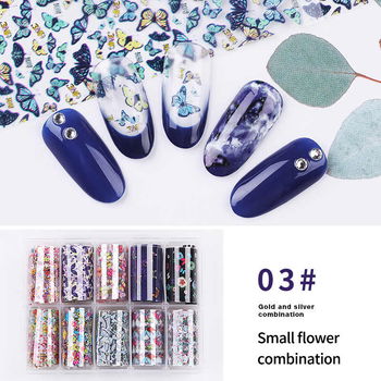 Set 10 Folii Transfer Fluturi Multicolori 03 Nails First Professional, NailsFirst