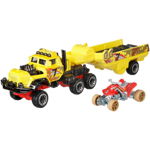 Mattel - Set vehicule Camion si masina sport Horsepower , Hot wheels, Galben