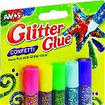 Amos Glue cu sclipici Confetti 5 culori, Amos