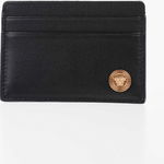 Versace Leather Card Holder With Golden Detail Black, Versace