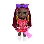 Papusa Barbie Extra Mini Minis cu par si accesorii, 8 cm, HLN47, Barbie