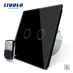 Intrerupator dublu Livolo VL-C7-C2/702R-12 cu touch wireless telecomanda inclusa Negru