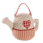 Opritor de usa textil rosu bej Tea Pot 27x14x16h, Decorer