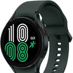 SmartWatch Samsung Galaxy Watch 4, 44 mm, verde inchis, curea silicon verde inchis, Wi-Fi, Bluetooth, GPS, NFC, rezistent la apa