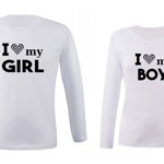 Set de bluze albe I love girl/boy COD SB201, Zoom Fashion