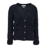 Thom Browne THOM BROWNE "Crisscross Cable Stitch" wool cardigan BLUE, Thom Browne