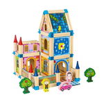 Set de constructii casa 6 in 1 din blocuri din lemn Ecotoys MA429, Ecotoys