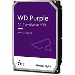 Hard Disk Desktop Western Digital WD Purple Surveillance 6TB 5400RPM 256MB SATA III, Western Digital