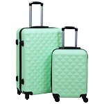 vidaXL Set de valize cu carcasă rigidă, 2 piese, verde mentă, ABS, vidaXL