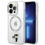 Husa profesionala Iphone 13 Pro de la Karl Lagerfeld, transparenta Hardcase MagSafe cu design IML NFT Karl & Choupette., Karl Lagerfeld