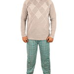Pijama vatuita gri deschis cu romburi pentru barbat - cod 45119, 