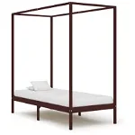Cadru pat cu baldachin, maro închis, 90x200cm, lemn masiv pin, Concept