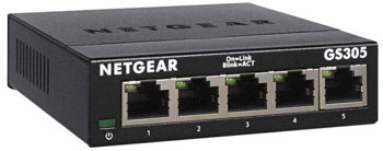 Switch GS305 Unmanaged L2 Gigabit Ethernet (10/100/1000) Black, NetGear