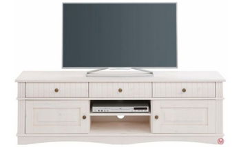 Comoda TV Teresa Home Affaire, lemn masiv, alb, 160 x 40 x 50 cm