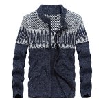 Jacheta tricotata pentru barbati, pentru iarna, cardigan calduros cu fermoar, Neer
