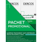 Pachet promotional Sampon anti-matreata pentru par normal-gras Dercos, 2 x 200ml, Vichy