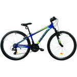 Bicicleta MTB Colinelli COL23, Marimea 330 mm, 26 inch, Albastru, Schimbator Shimano, 21 Viteze, Cadru Aluminiu, Frane V - Brake, Colinelli