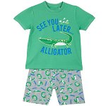 Pijama copii Chicco, tricou si pantalon, verde, 35368