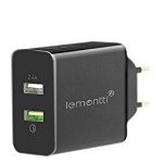 Incarcator Retea Lemontti Quick Charge Dual USB Negru, Lemontti