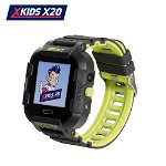 Ceas Smartwatch Pentru Copii Xkids X20 cu Functie Telefon, Localizare GPS, Apel monitorizare, Camera, Pedometru, SOS, IP54, Incarcare magnetica, Negru - Verde Lamaie, Cartela SIM Cadou, Meniu engleza