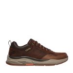 Skechers, Pantofi sport impermeabili de piele cu insertii de piele ecologica Bengao-Hombre, Maro cognac, 45.5