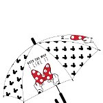 Umbrela, Minnie Mouse, transparenta cu fundita, Disney