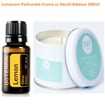 Pachet Ulei Esential Lemon, 15 ML, Doterra + Lumanare Parfumata Crema cu Neroli Balance 200ml, Doterra