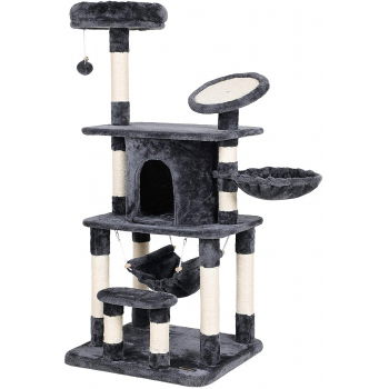 Feandrea Ansamblu de Joaca Pisici, Play House Gri Inchis, 145 cm